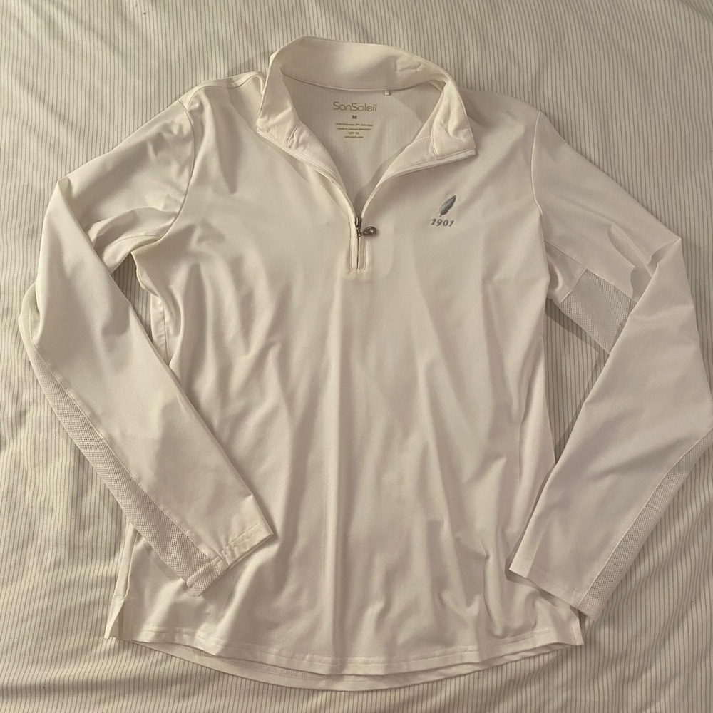 women’s white “sunglow zip mock”